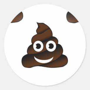funny poop emoji classic round sticker