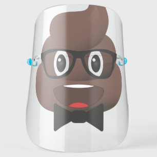 Funny Poop Emoji Glasses & Bowtie Face Shield
