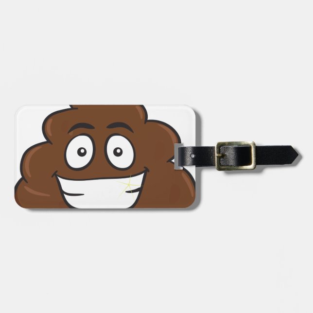 funny poop emoji luggage tag (Front Horizontal)