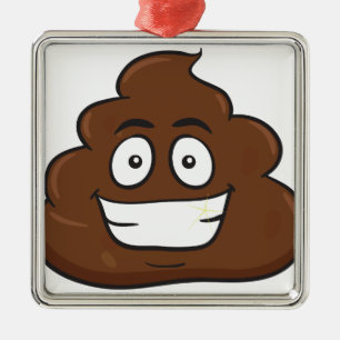 funny poop emoji metal ornament