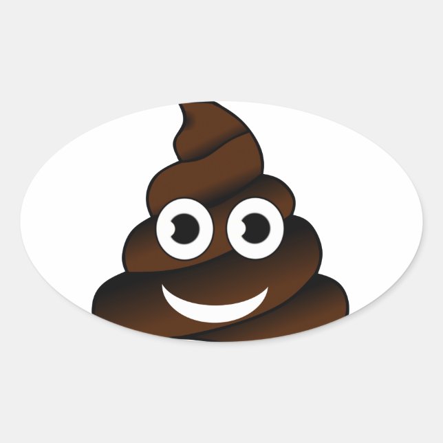 funny poop emoji oval sticker (Front)