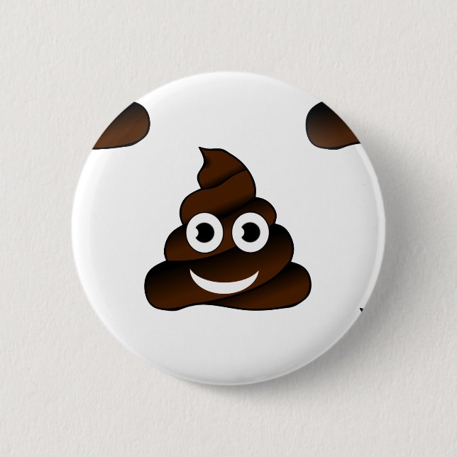 funny poop emoji pinback button (Front)