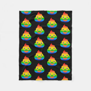 Funny Poop Emoji Rainbow Color Smile Face Humor Fleece Blanket
