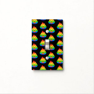 Funny Poop Emoji Rainbow Color Smiling Face Humor Light Switch Cover