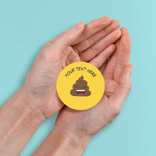 Funny Poop Emoji with Custom Message Classic Round Sticker