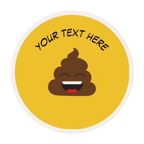 Funny Poop Emoji with Custom Message Edible Frosting Rounds