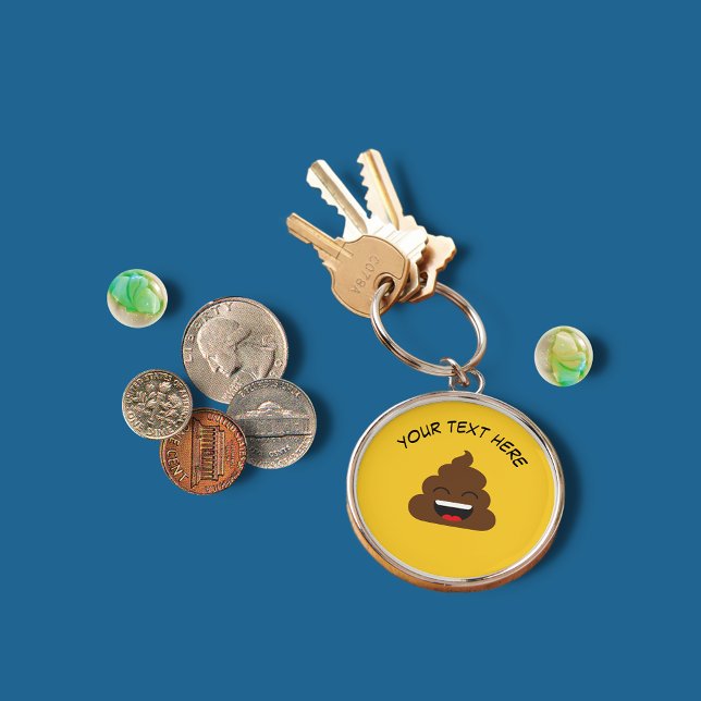 Funny Poop Emoji with Custom Message Keychain (Creator Uploaded)