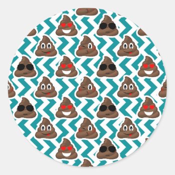Funny Poop Emojis Teal Patterned Stickers by MishMoshEmoji at Zazzle