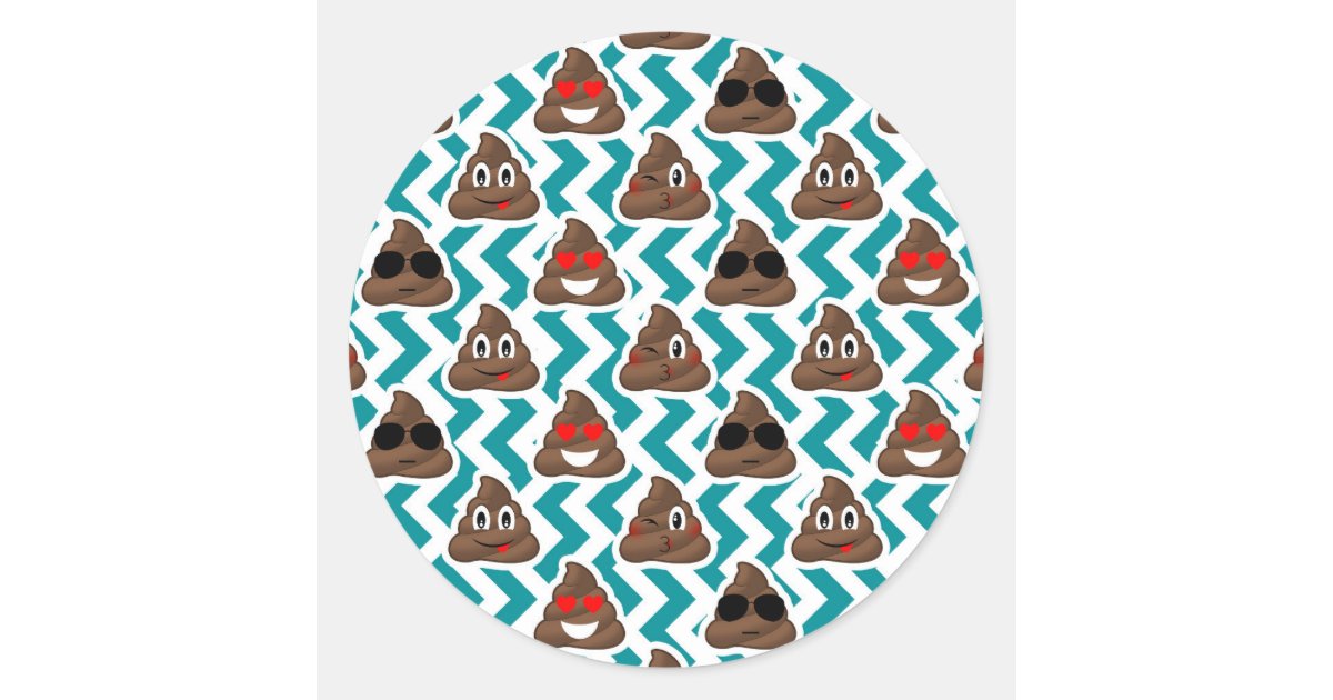 Funny Poop Emojis Teal Patterned Stickers Zazzle