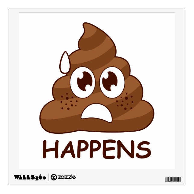 Funny Poop Happens Emoji Wall Decal (Front)