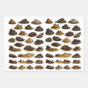 Funny Poop Piles Pattern Wrapping Paper Sheets