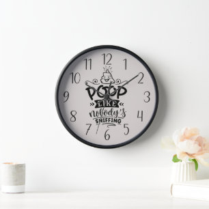 funny poop sniff word art bathroom clock