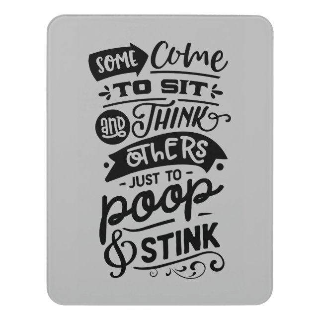 funny poop stink word art bathroom door sign (Contemporary Vert)