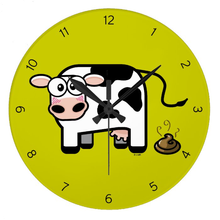 Funny Pooping Cartoon Cow Wall Clock