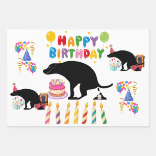 Funny Pooping Dog Birthday Wrapping Paper Sheets