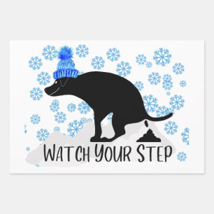 Funny Pooping Dog Christmas Wrapping Paper Sheets