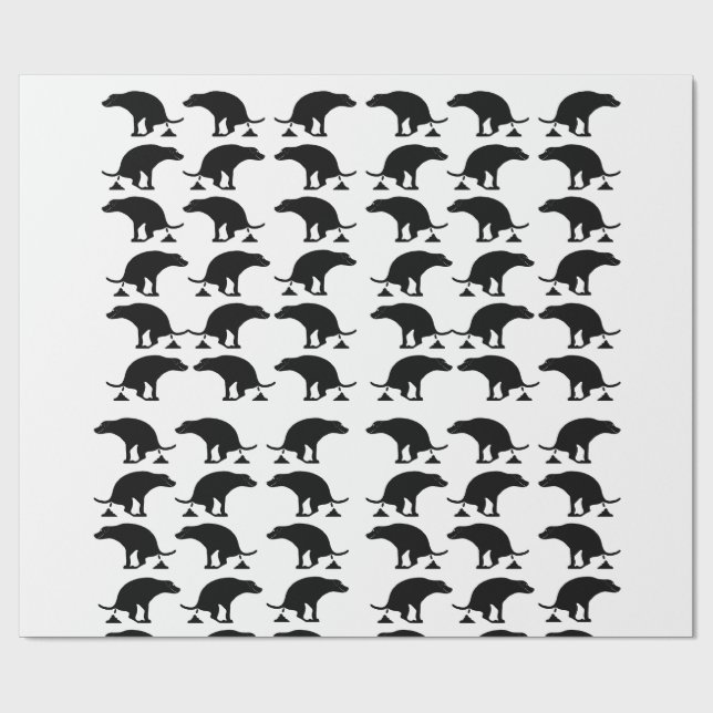 Funny Pooping Dog Pattern Wrapping Paper (Flat)
