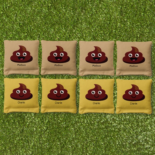 Funny Poops custom names Cornhole Bags (Set)
