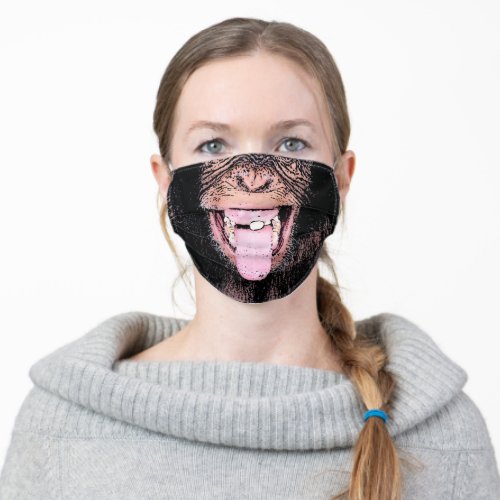 Funny Pop Art Chimpanzee Sticking Tongue Out Adult Cloth Face Mask