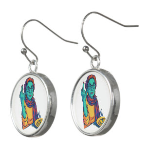 Funny Pop Art Earrings - Louise Flipping the Bird