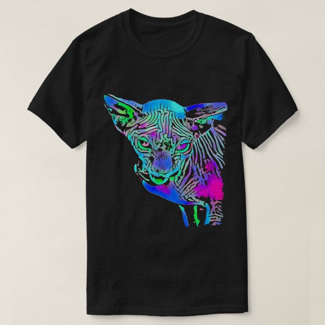 Funny pop art sphyn cat face  T-Shirt (Design Front)