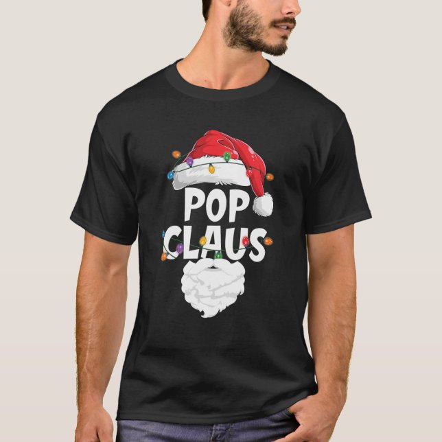 Funny Pop Claus Santa Hat Family Christmas Pajamas T-Shirt (Front)