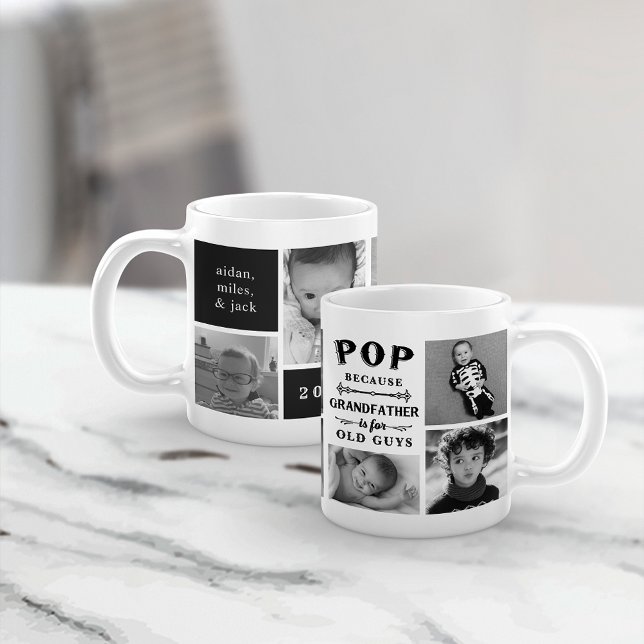 Funny Pop Grandfather Photo Collage Coffee Mug (Creator Uploaded)