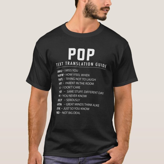 Funny Pop Text Slang Acronyms Translation Guide Fo T-Shirt (Front)