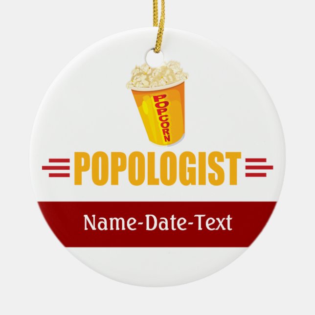 Funny Popcorn Ceramic Ornament (Front)