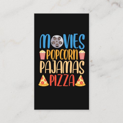 Funny Popcorn Movie and Pizza Film Food Night Business Card