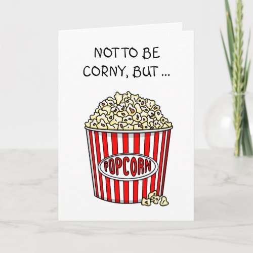 Funny Popcorn Pun  Flirty Couples Card
