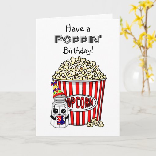 Funny Popcorn Pun Happy Birthday Card Zazzle