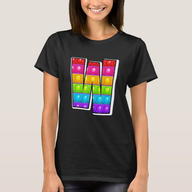 Funny Poppin Kids Pop It W Cutest Capital Letter W T-Shirt (Front)