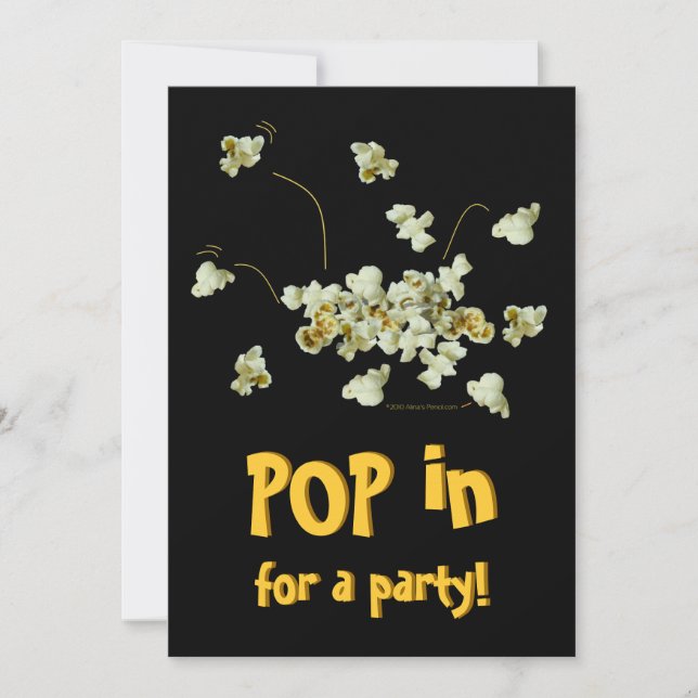Funny Popping Popcorn Party Invitation Template (Front)