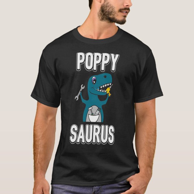 Funny Poppy Saurus T-Shirt - Proud Grandfather Day (Front)