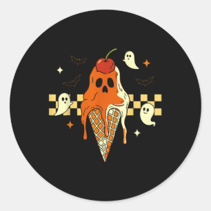 Funny Popsicle Spooky Ghost Halloween Ice Cream Su Classic Round Sticker