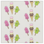 Funny popsicles and ice cream cartoon illustration fabric