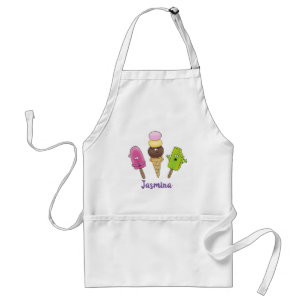 Funny popsicles and icecream cartoon illustration adult apron