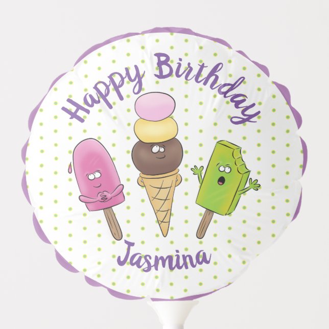 Funny popsicles and icecream cartoon illustration balloon (Front)