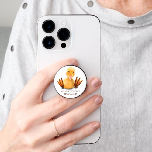 Funny PopSocket with Playful Duck _ Custom Text