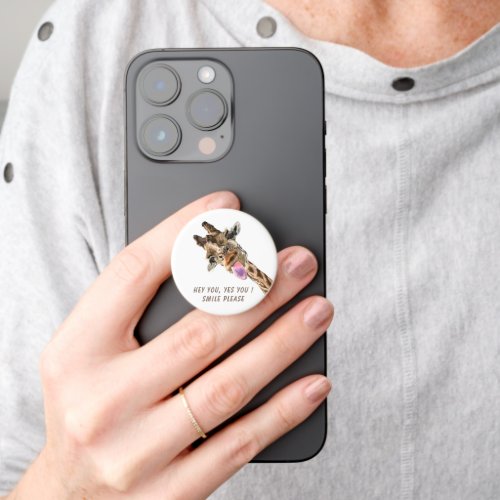 Funny PopSocket with Playful Giraffe _ Custom Text