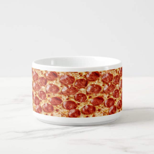 Funny Porcelain Pepperoni Pizza Chili Bowl (Center)
