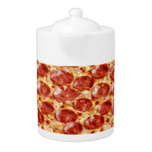 Funny Porcelain Pepperoni Pizza Teapot