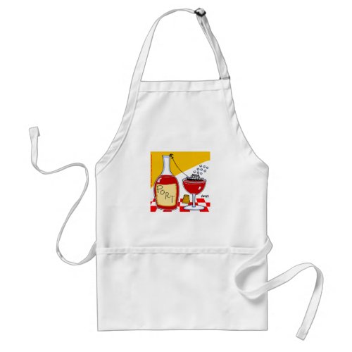 Funny Port Wine Lovers Clever Witty Cartoon Adult Apron