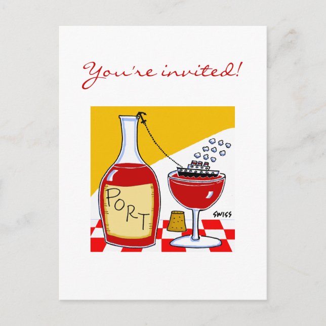 Funny Port Wine Tasting Party Bon Voyage Invite (Front)