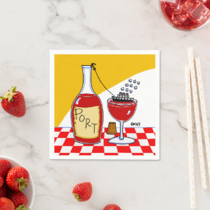 Funny Port Wine Tasting Party Cartoon Napkins