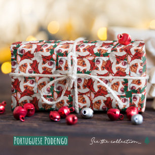 Funny Portuguese Podengo Christmas Pattern Wrapping Paper