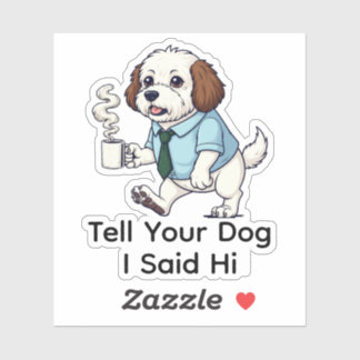 Funny Portuguese Water Dog Business Suit Coffee Sticker