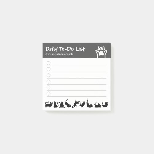 Funny Pose Cute Black Cats Checkbox To Do List Post_it Notes