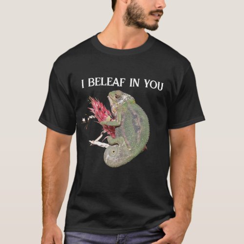 Funny Positive Chameleon I Beleaf In You Mens  T_Shirt